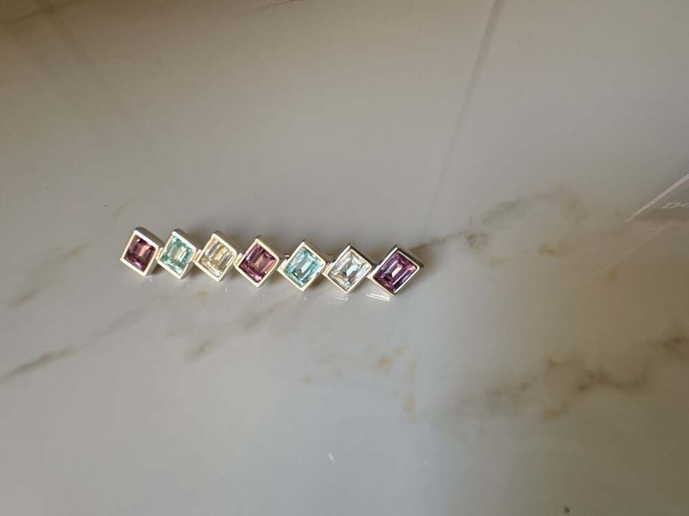 Swarovski Multi-Colored Baguette Stone Bar Pin Brooch